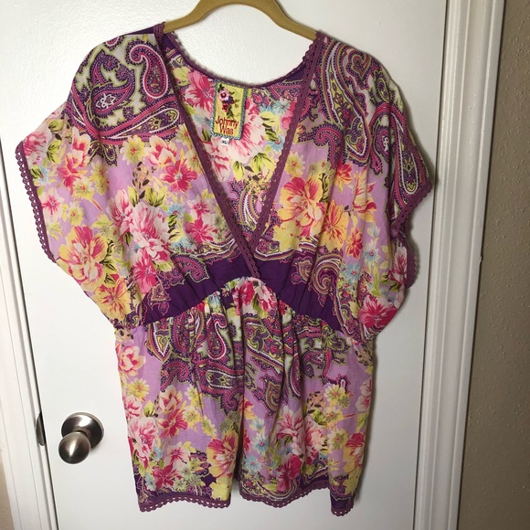Johnny Was Tops - Johnny Was V Neck Floral Blouse